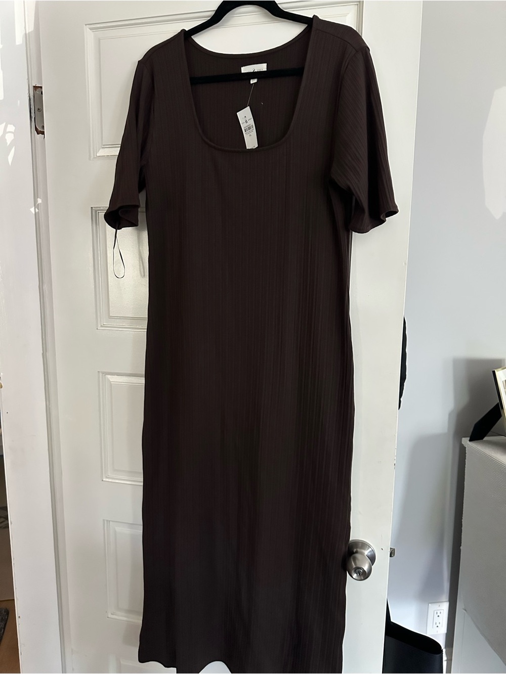 Lou & Grey Brown Scoop Neck Short Sleeve Maxi Dress